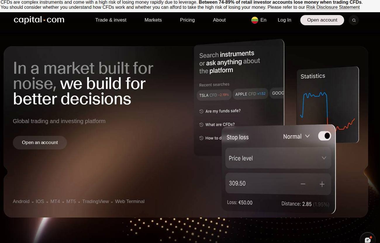 Screenshot of the Capital.com website