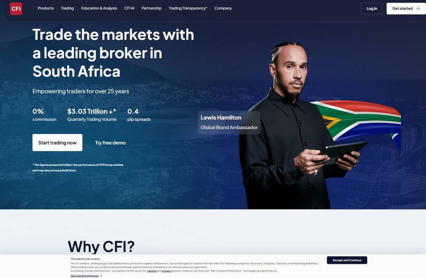 Screenshot of the CFI website