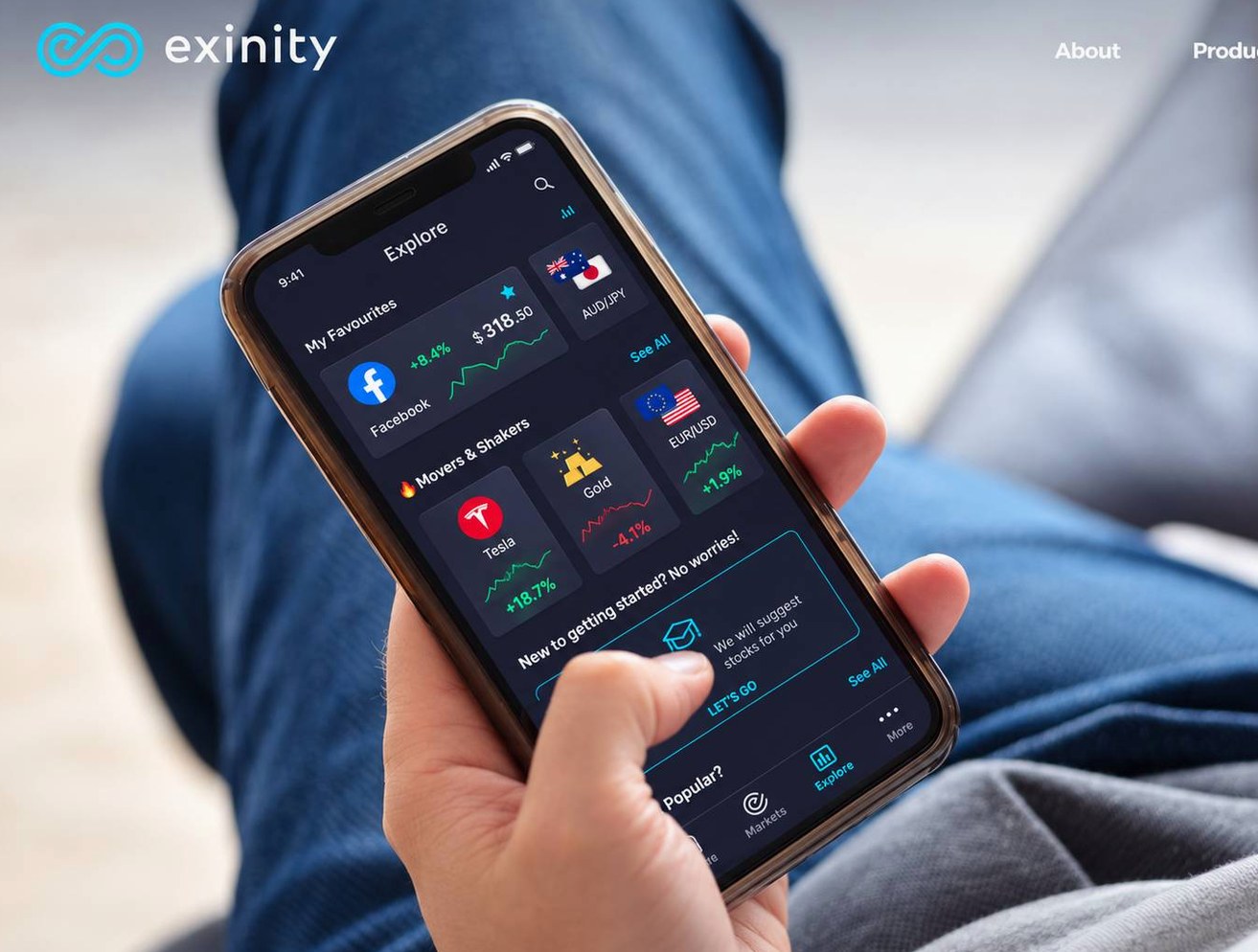 Screenshot of the Exinity website