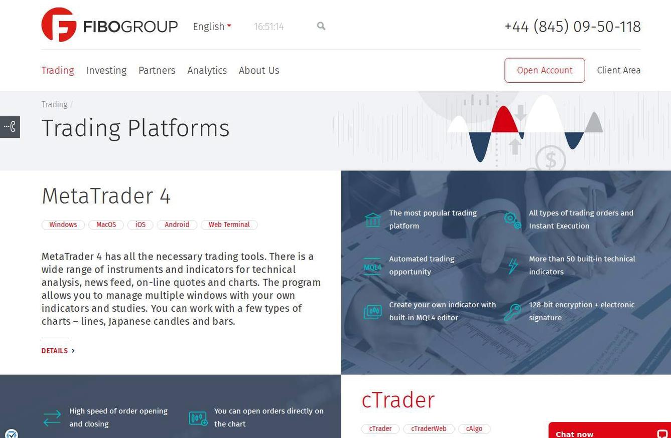 The platform page on the FIBO Group website