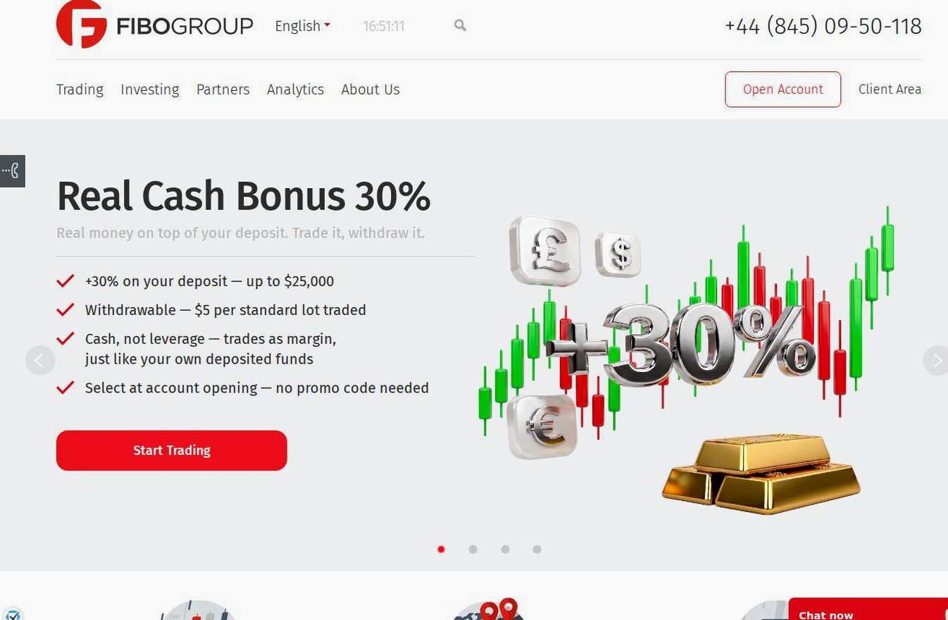 Screenshot of the FIBO Group website