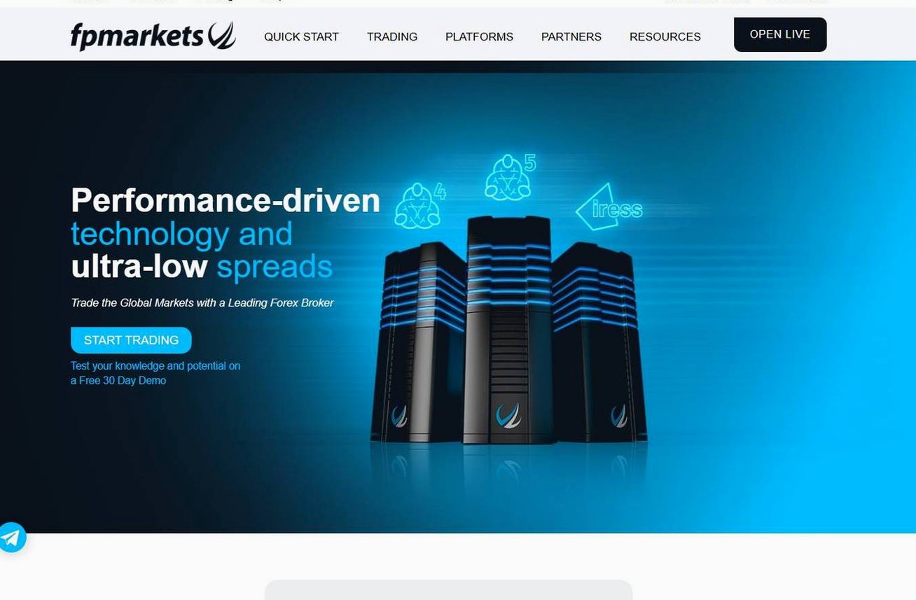 Screenshot of the FP Markets website