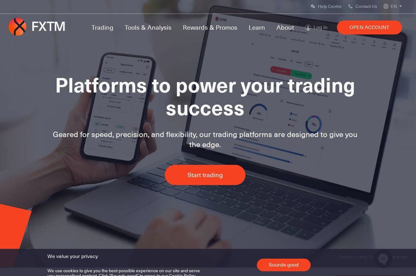 The platform page on the FXTM website