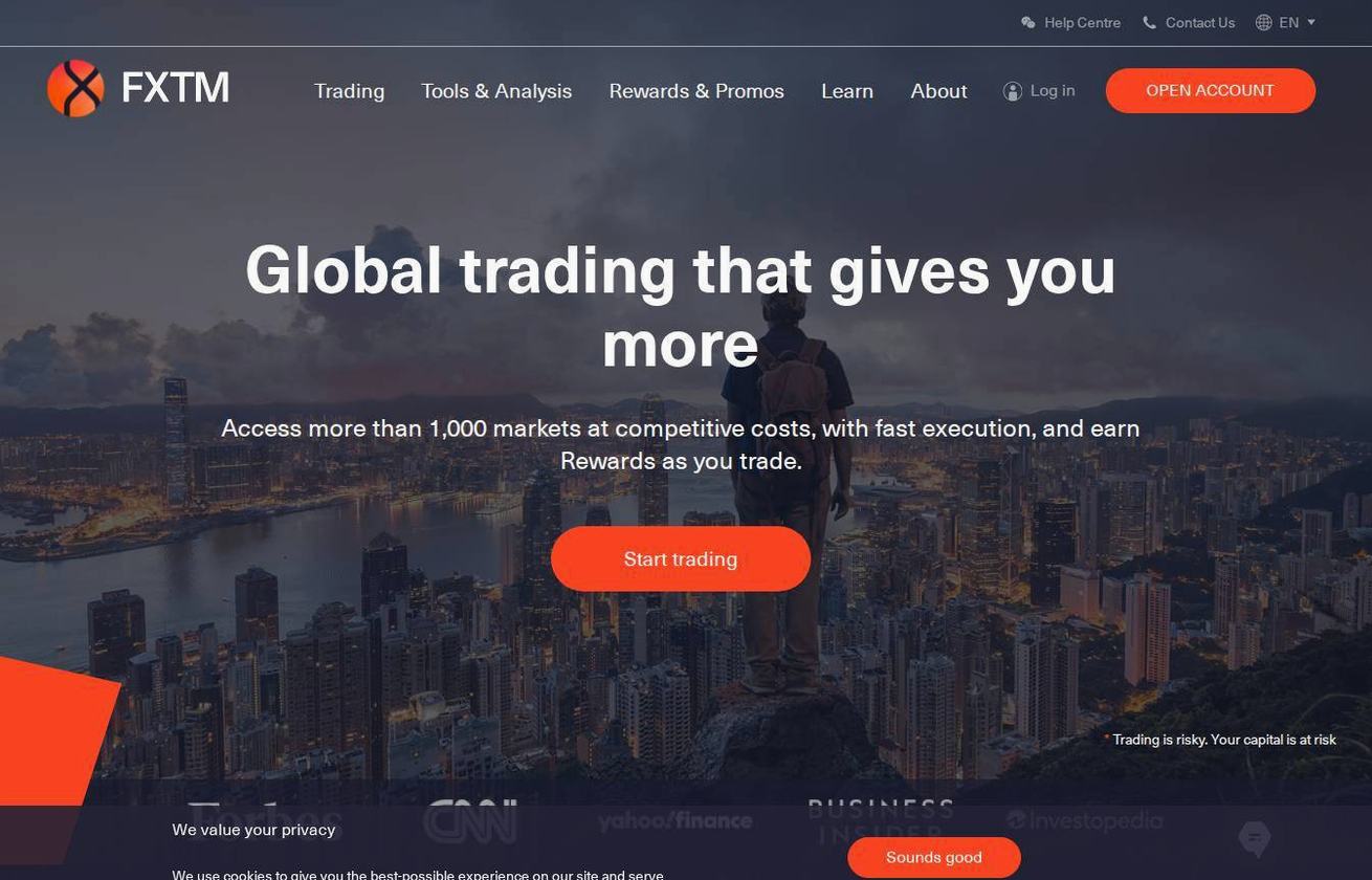 Screenshot of the FXTM website