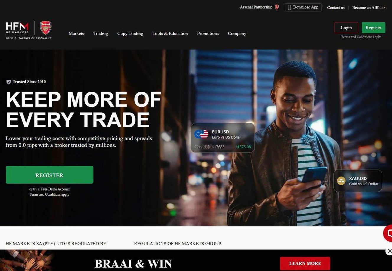 Screenshot of the HFM website