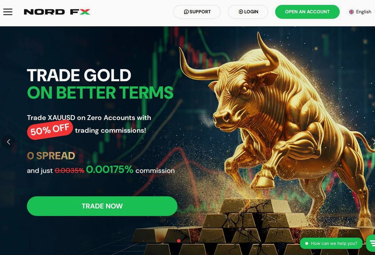 Screenshot of the NordFX website