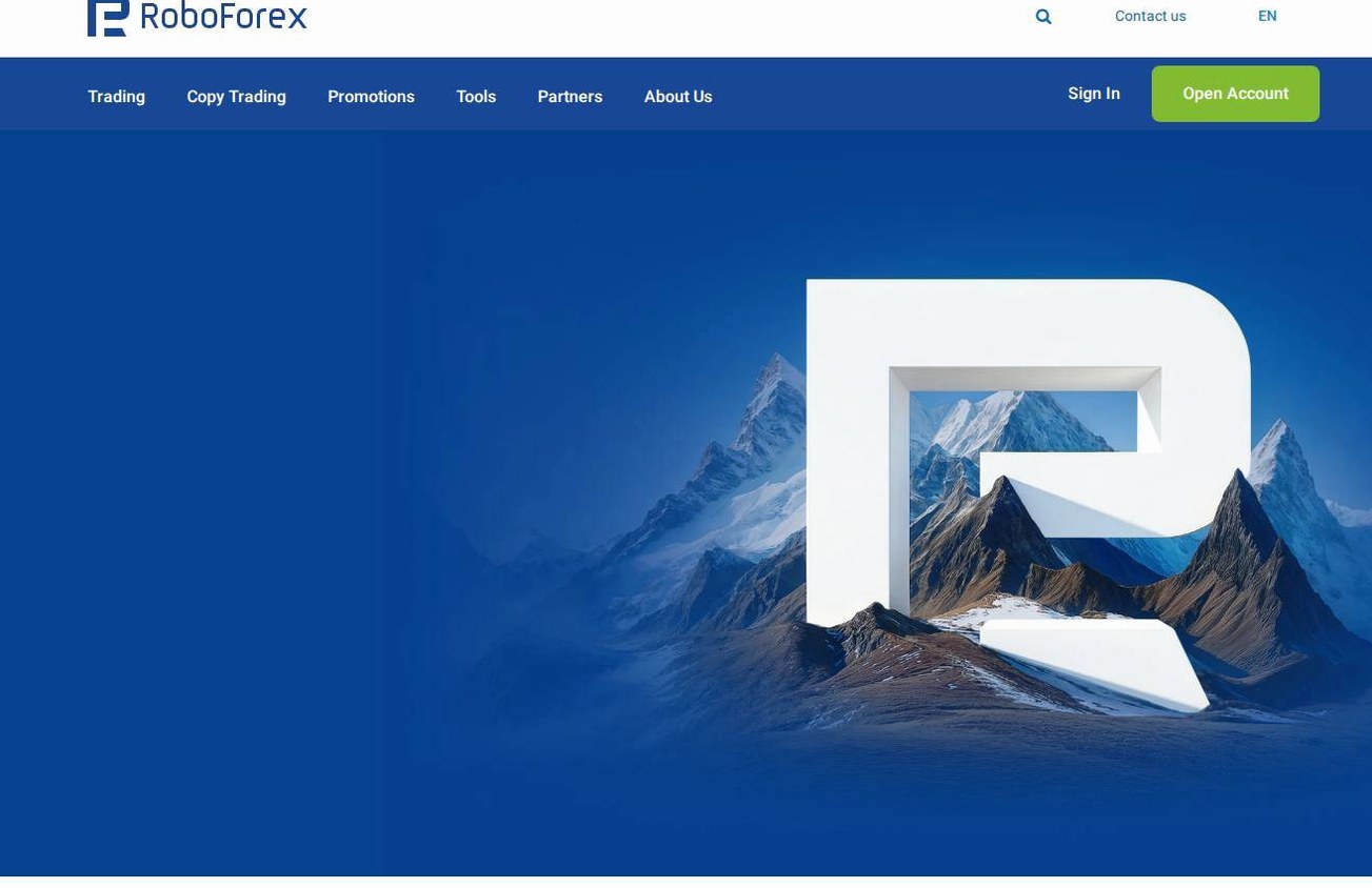 Screenshot of the RoboForex website