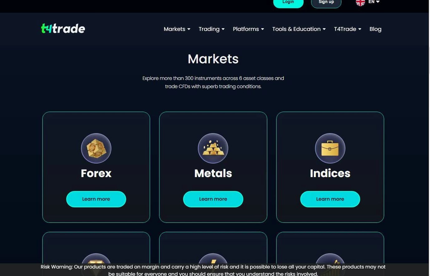 Screenshot of the T4Trade website