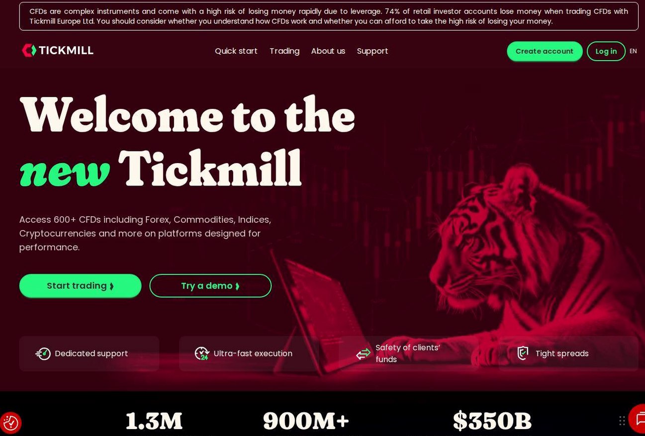 The platform page on the Tickmill website