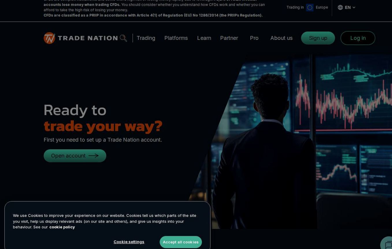 The platform page on the Trade Nation website