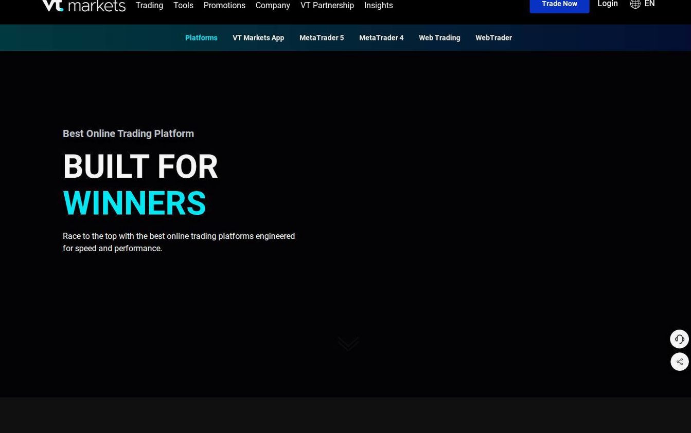 The platform page on the VT Markets website