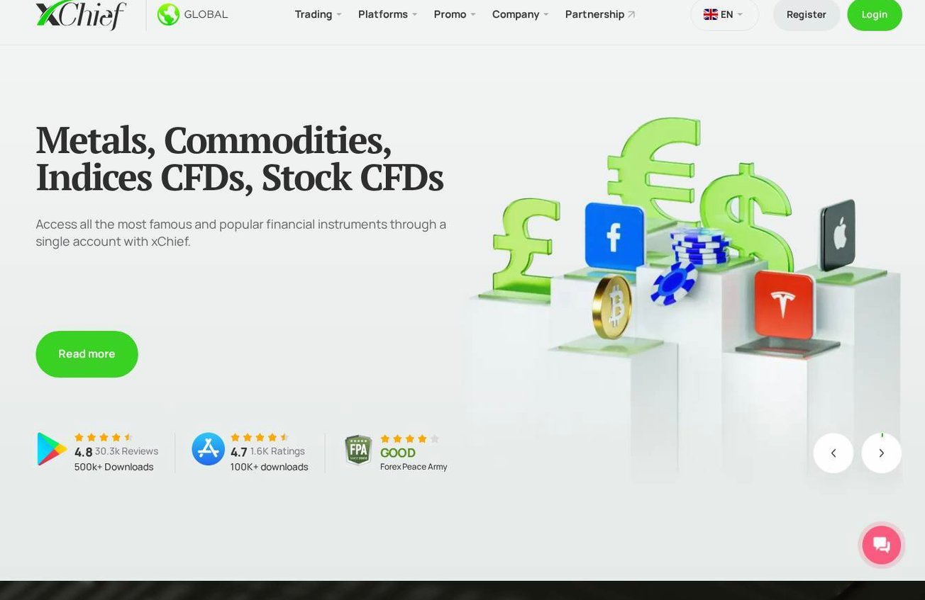 Screenshot of the XChief website